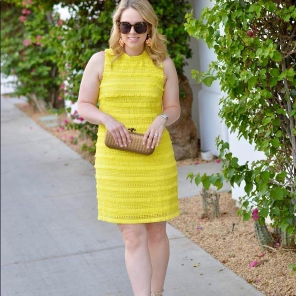 EUC J. Crew Fringe crochet dress size 4 woman’s small yellow - Picture 4 of 5